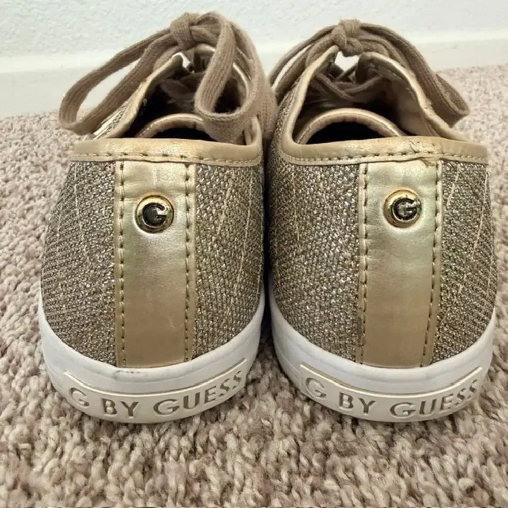 G by Guess Gold Quilted Sparkle Lace Up Sneakers Women's 10 GGBackers3 Shimmer